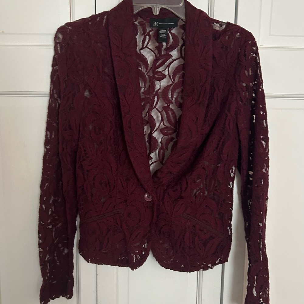 INC International Concepts Maroon Lace Jacket- Size Medium
